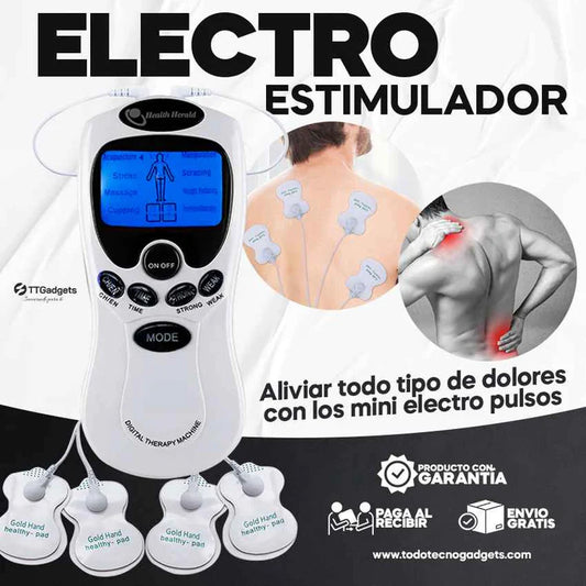 Electro Estimulador para Aliviar el Dolor, Masajeador Muscular, 8 modos - intensidad distintos Ideal para Todo el Cuerpo - Garantía 45 días